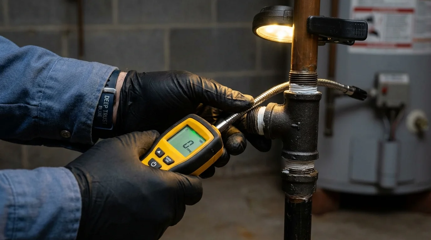 Gas leak detection with electronic sniffer by Johns Plumbing LLC in Eastchester