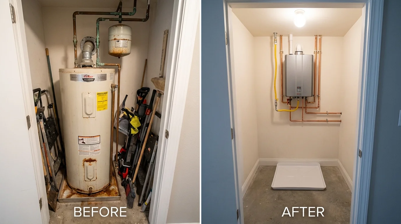 Tank water heater versus wall-mounted tankless unit comparison for Eastchester, NY homeowners
